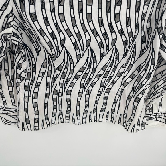 Samuel Dong Womens Jacket Small White Black Full Zip Black White Cutouts - Picture 9 of 11